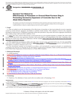 ASTM C441/C441M-17 REDLINE ASTM C441/C441M-17 - Standard Test Method for Effectiveness of Pozzolans or Ground Blast-Furnace Slag in Preventing Excessive Expansion of Concrete Due to the Alkali-Silica Reaction - Page 1 preview