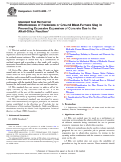 ASTM C441/C441M-17 ASTM C441/C441M-17 - Standard Test Method for Effectiveness of Pozzolans or Ground Blast-Furnace Slag in Preventing Excessive Expansion of Concrete Due to the Alkali-Silica Reaction - Page 1 preview