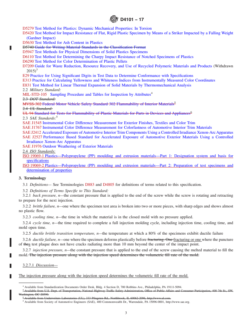 REDLINE ASTM D4101-17 - Standard Classification System and Basis for Specification for Polypropylene Injection and Extrusion Materials