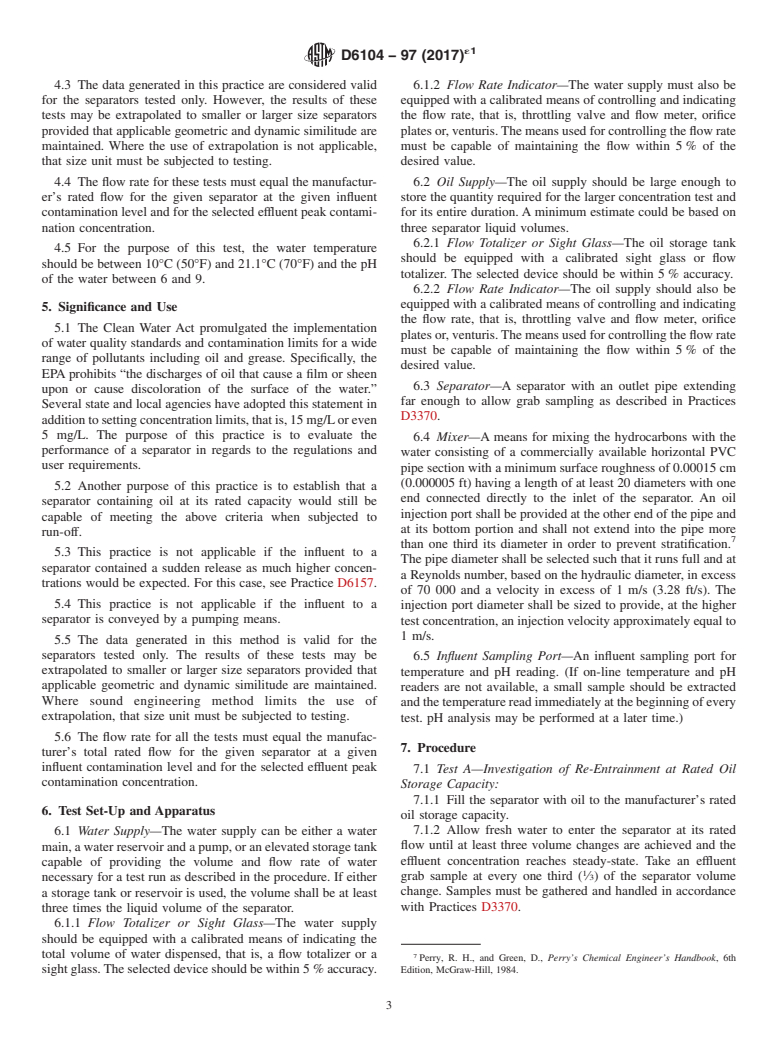 ASTM D6104-97(2017)e1 - Standard Practice for  Determining the Performance of Oil/Water Separators Subjected  to Surface Run-Off