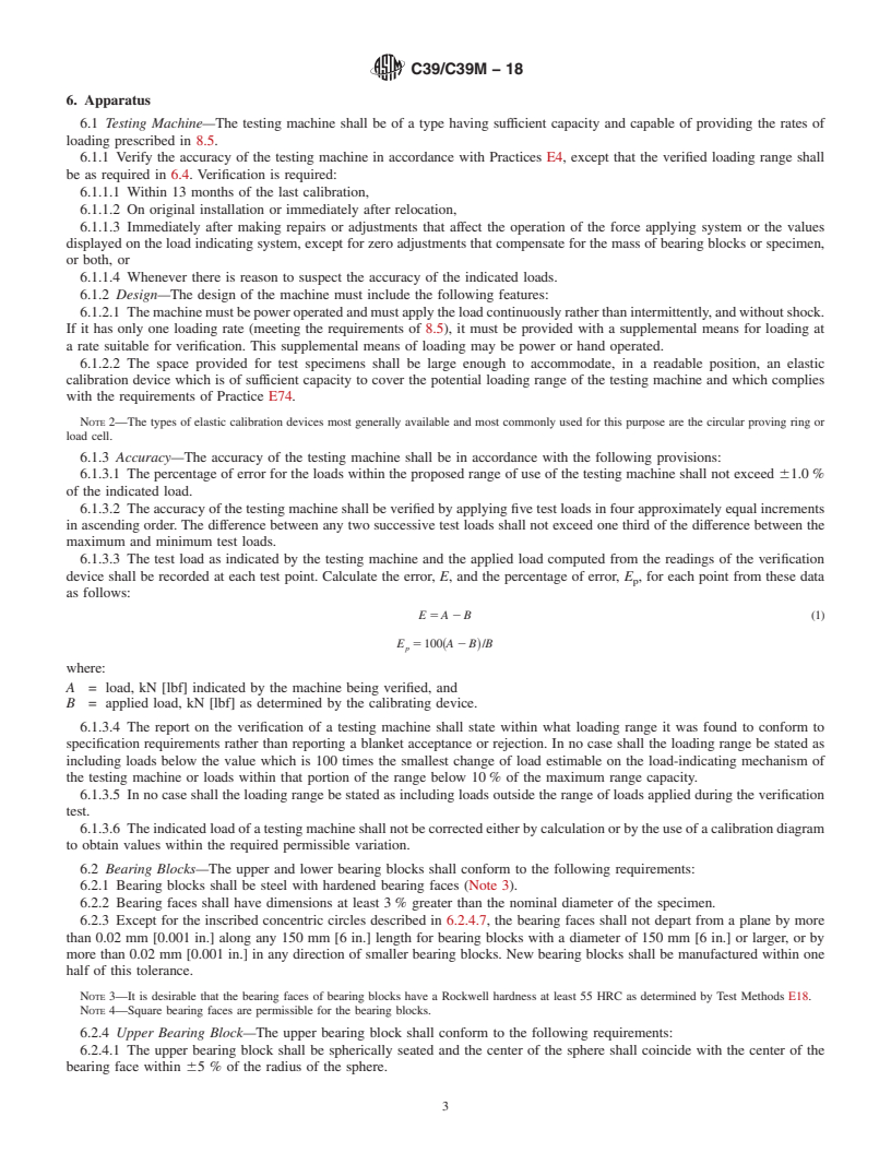 REDLINE ASTM C39/C39M-18 - Standard Test Method for  Compressive Strength of Cylindrical Concrete Specimens