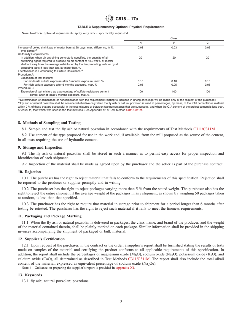 REDLINE ASTM C618-17a - Standard Specification for  Coal Fly Ash and Raw or Calcined Natural Pozzolan for Use in  Concrete