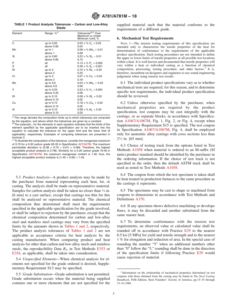 ASTM A781/A781M-18 - Standard Specification for  Castings, Steel and Alloy, Common Requirements, for General   Industrial Use