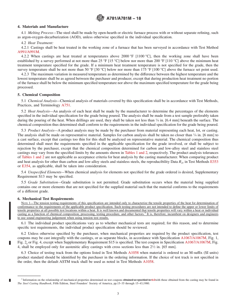 REDLINE ASTM A781/A781M-18 - Standard Specification for  Castings, Steel and Alloy, Common Requirements, for General   Industrial Use