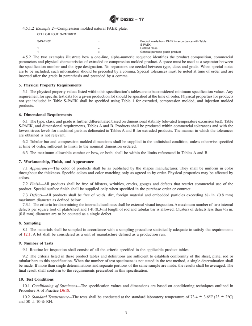 ASTM D6262-17 - Standard Specification for Extruded, Compression Molded ...