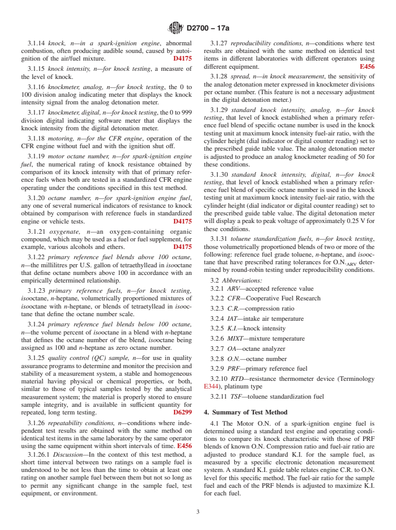 ASTM D2700-17a - Standard Test Method for Motor Octane Number of Spark-Ignition Engine Fuel