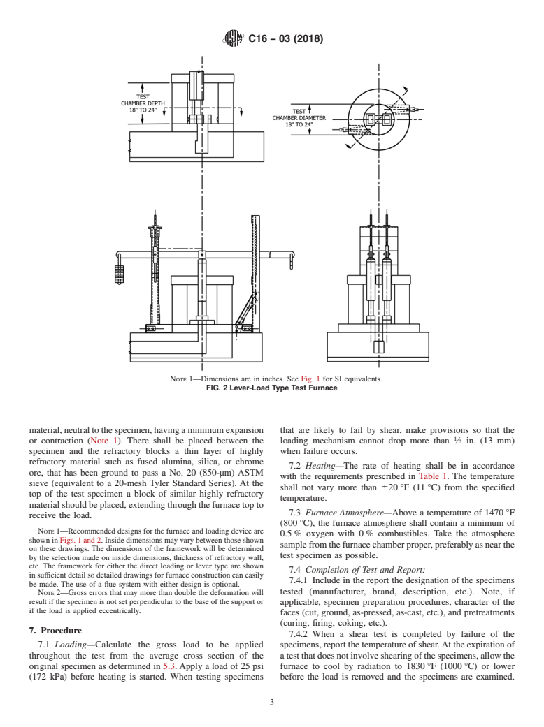 ASTM C16-03(2018) - Standard Test Method for Load Testing Refractory Shapes at High Temperatures