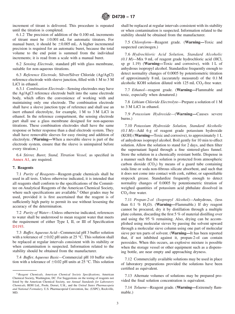 ASTM D4739-17 - Standard Test Method for  Base Number Determination by Potentiometric Hydrochloric Acid   Titration