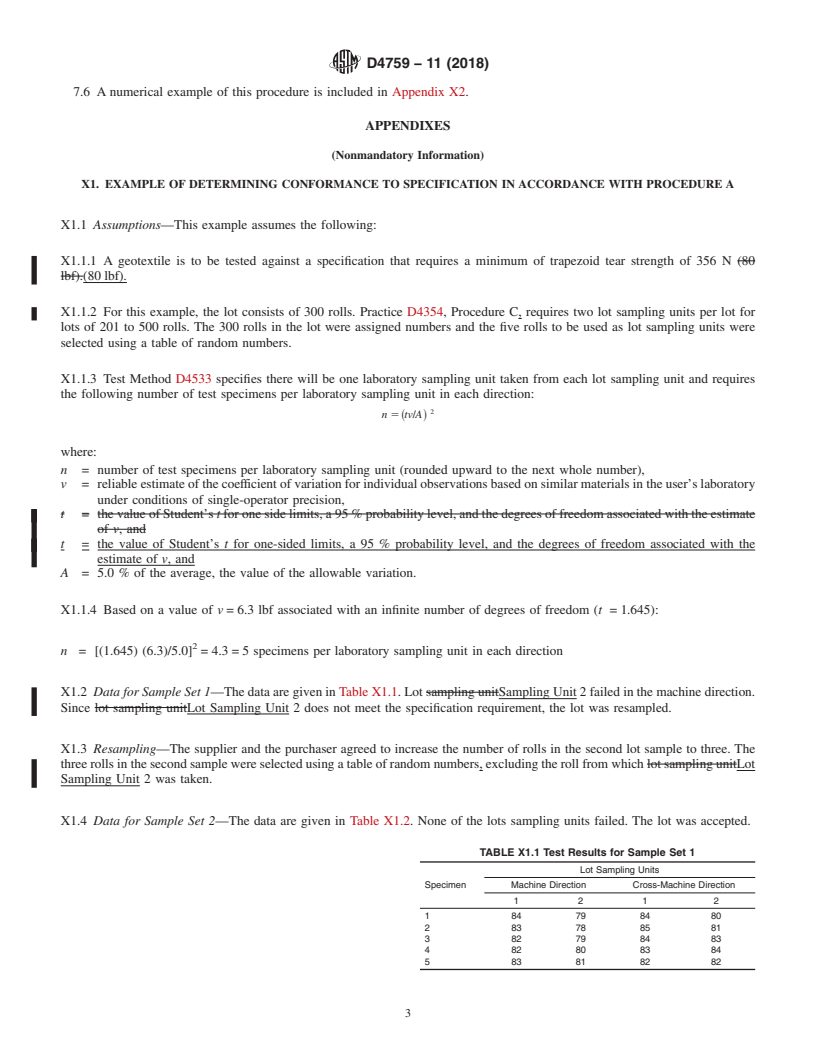 REDLINE ASTM D4759-11(2018) - Standard Practice for  Determining the Specification Conformance of Geosynthetics