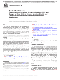 ASTM C1430-18 ASTM C1430-18 - Standard Test Method for Determination of Uranium, Oxygen to Uranium (O/U), and Oxygen to Metal (O/M) in Sintered Uranium Dioxide and Gadolinia-Uranium Dioxide Pellets by Atmospheric Equilibration - Page 1 preview