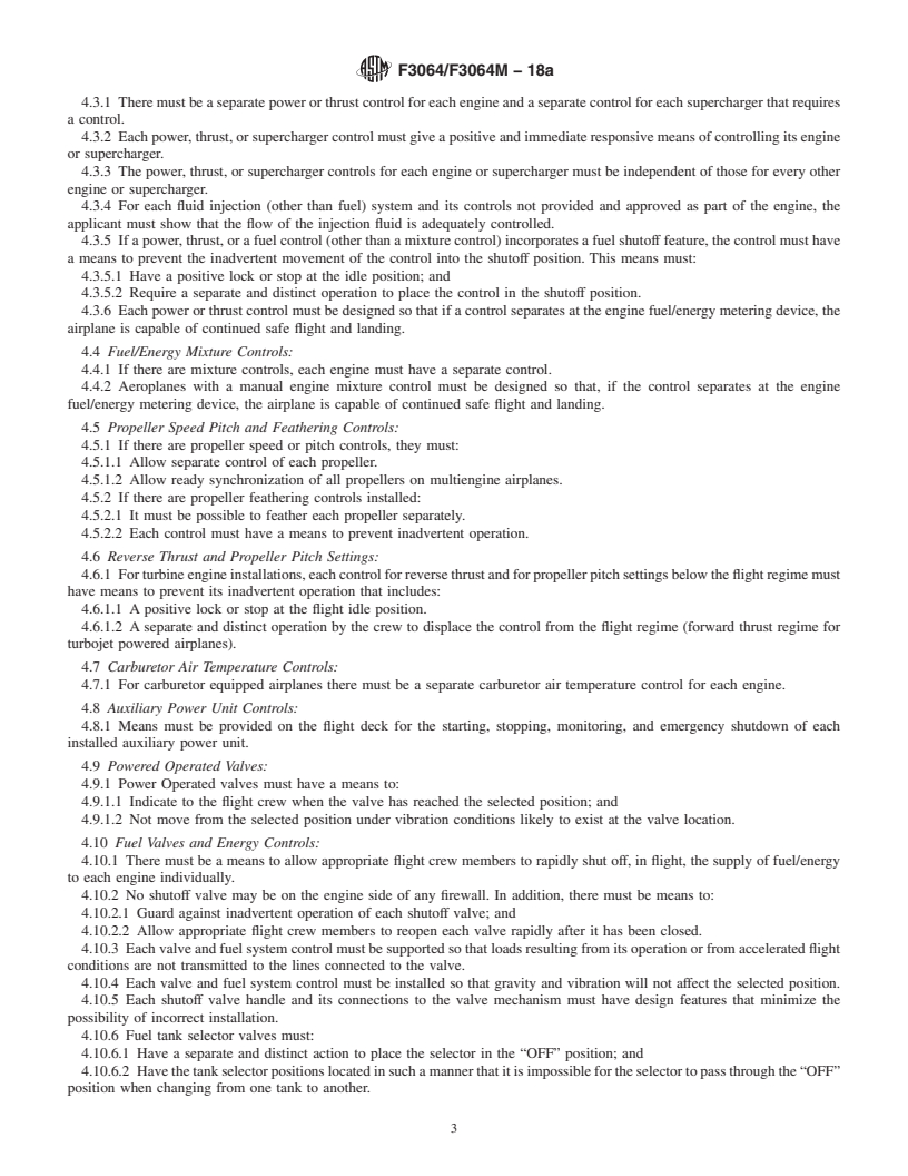 REDLINE ASTM F3064/F3064M-18a - Standard Specification for Aircraft Powerplant Control, Operation, and Indication