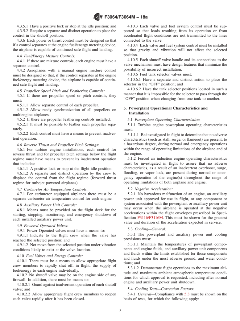 ASTM F3064/F3064M-18a - Standard Specification for Aircraft Powerplant Control, Operation, and Indication