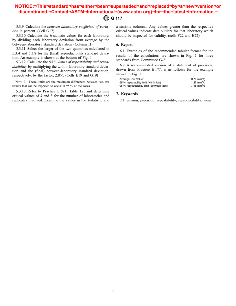 ASTM G117-98 - Standard Guide for Calculating and Reporting Measures of Precision Using Data from Interlaboratory Wear or Erosion Tests