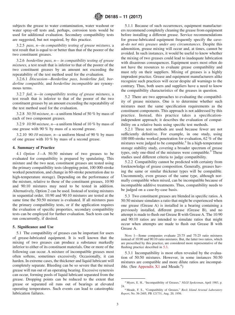 ASTM D6185-11(2017) - Standard Practice for  Evaluating Compatibility of Binary Mixtures of Lubricating   Greases