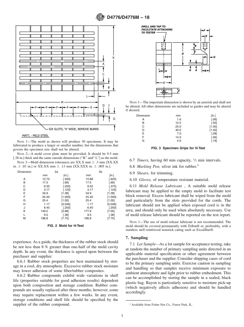 ASTM D4776/D4776M-18 - Standard Test Method for  Adhesion of Tire Cords and Other Reinforcing Cords to Rubber  Compounds by H-Test Procedure