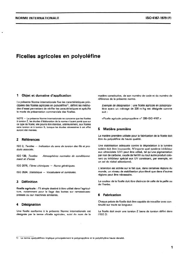 ISO 4167:1979 - Ficelles agricoles en polyoléfine