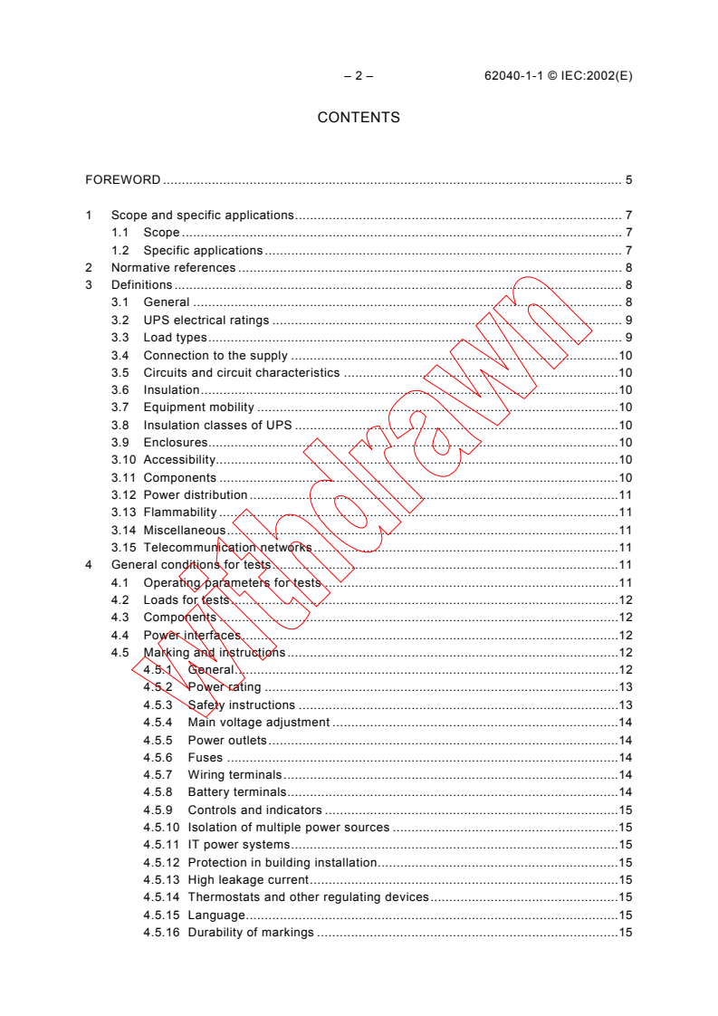 IEC 62040-1-1:2002 IEC 62040-1-1:2002 - Uninterruptible power systems (UPS) - Part 1-1: General and safety requirements for UPS used in operator access areas
Released:8/30/2002 - Page 4 preview
