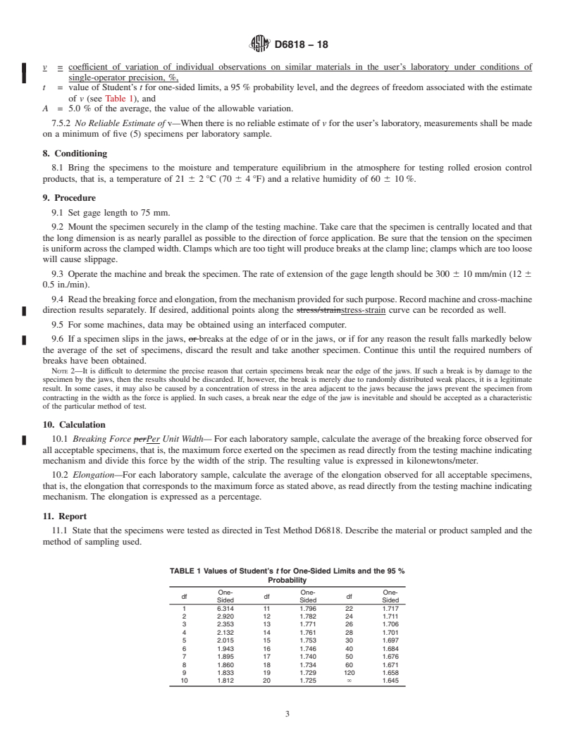 REDLINE ASTM D6818-18 - Standard Test Method for Ultimate Tensile Properties of Rolled Erosion Control Products