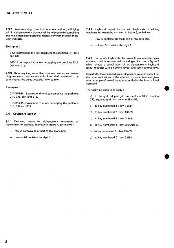 ISO 4169:1979 ISO 4169:1979 - Office machines -- Keyboards -- Key numbering system and layout charts - Page 4 preview
