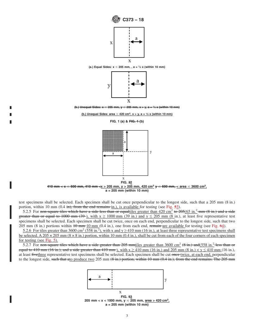 REDLINE ASTM C373-18 - Standard Test Methods for  Determination of Water Absorption and Associated Properties  by Vacuum Method for Pressed Ceramic Tiles and Glass Tiles and Boil  Method for Extruded Ceramic Tiles and Non-tile Fired Ceramic Whiteware  Products