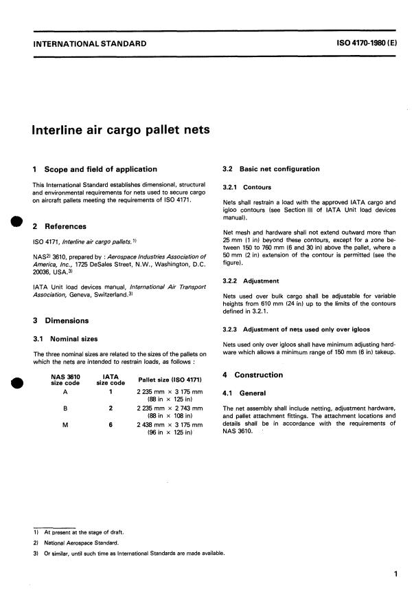 ISO 4170:1980 - Interline air cargo pallet nets