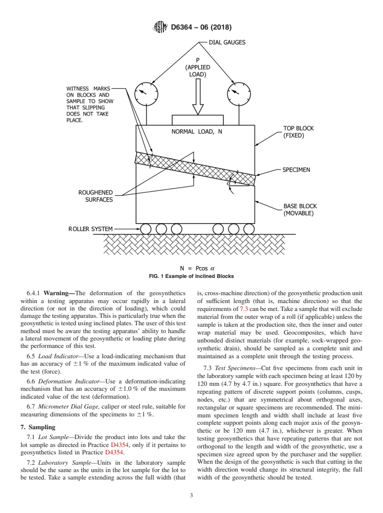 ASTM D6364-06(2018) - Standard Test Method for  Determining Short-Term Compression Behavior of Geosynthetics