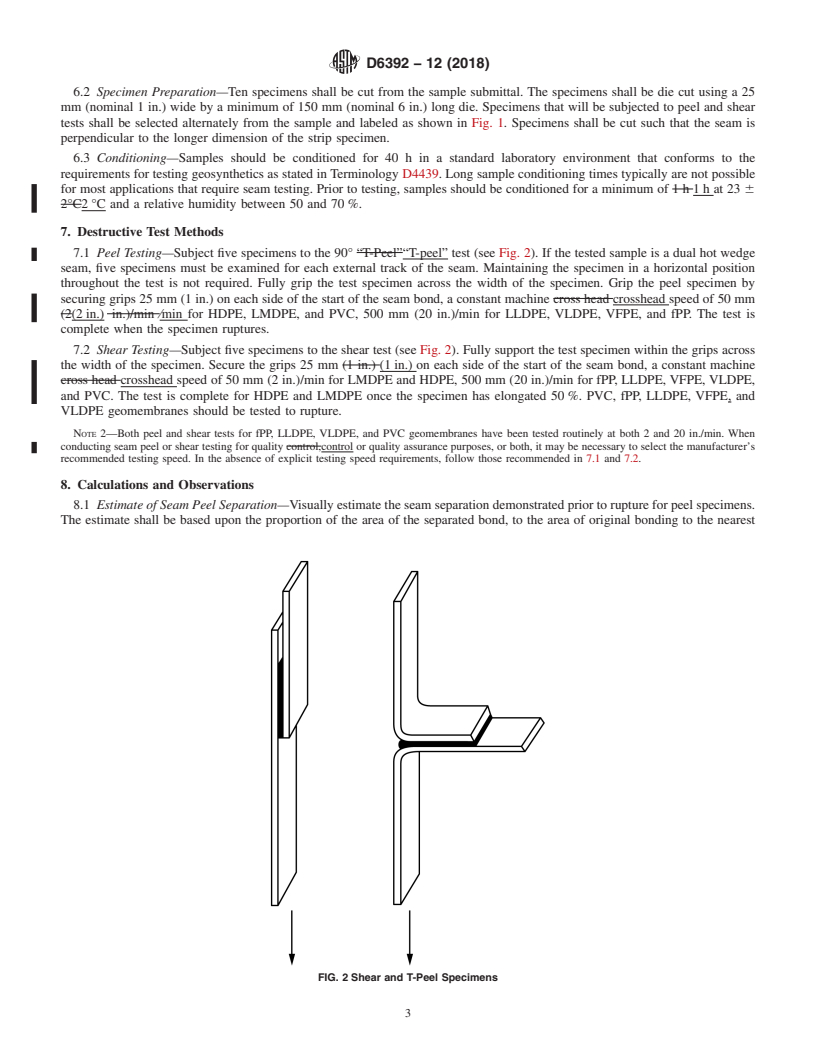 REDLINE ASTM D6392-12(2018) - Standard Test Method for  Determining the Integrity of Nonreinforced Geomembrane Seams   Produced   Using Thermo-Fusion Methods