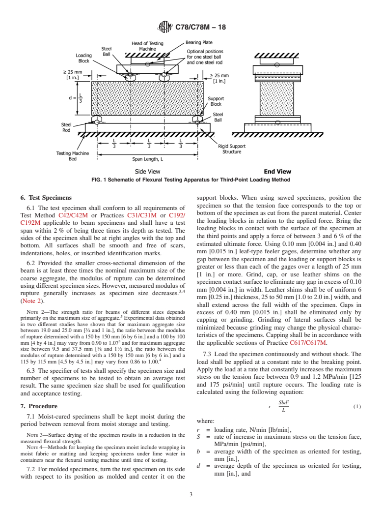 ASTM C78/C78M-18 - Standard Test Method for  Flexural Strength of Concrete (Using Simple Beam with Third-Point  Loading)