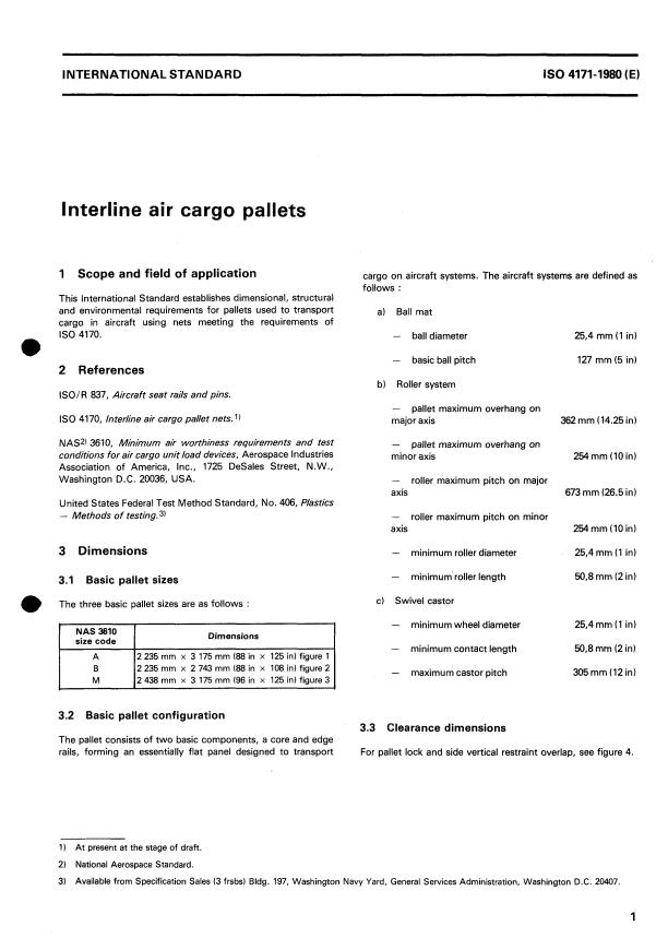 ISO 4171:1980 - Interline air cargo pallets