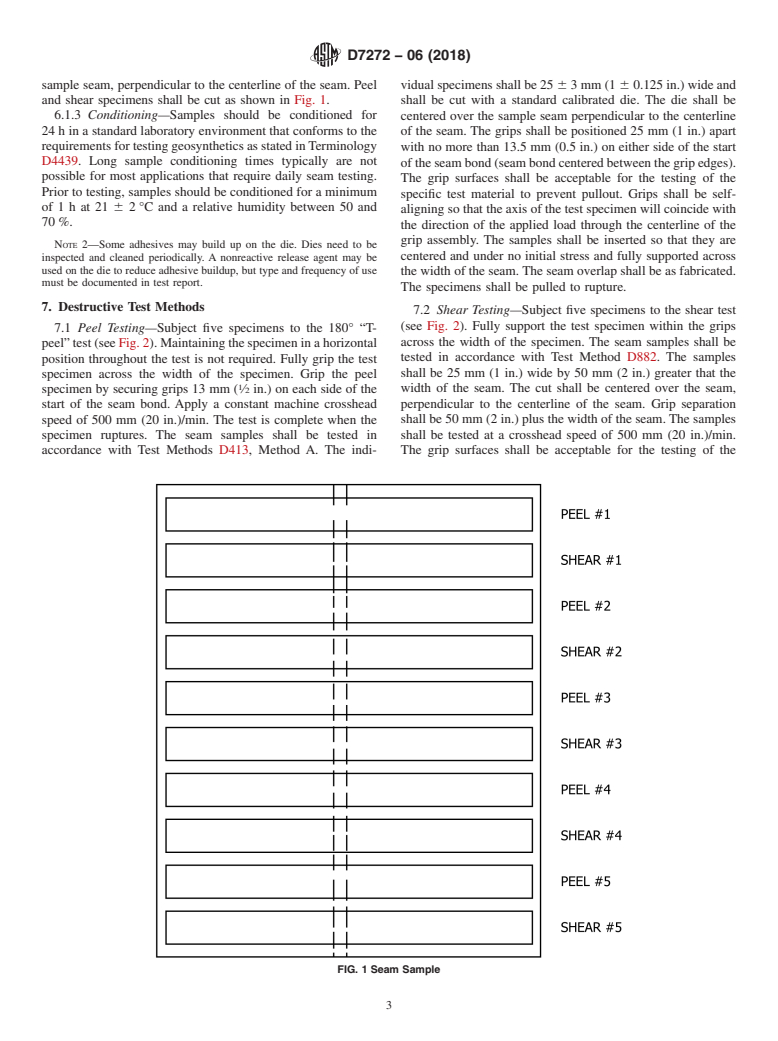 ASTM D7272-06(2018) - Standard Test Method for  Determining the Integrity of Seams Used in Joining Geomembranes   by Premanufactured Taped Methods