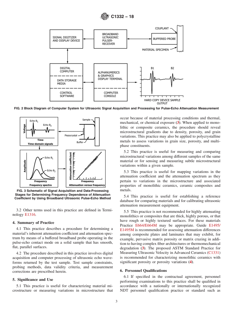 ASTM C1332-18 - Standard Practice for Measurement of Ultrasonic Attenuation Coefficients of Advanced   Ceramics by Pulse-Echo Contact Technique