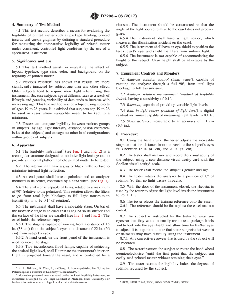 ASTM D7298-06(2017) - Standard Test Method for  Measurement of Comparative Legibility by Means of Polarizing    Filter Instrumentation