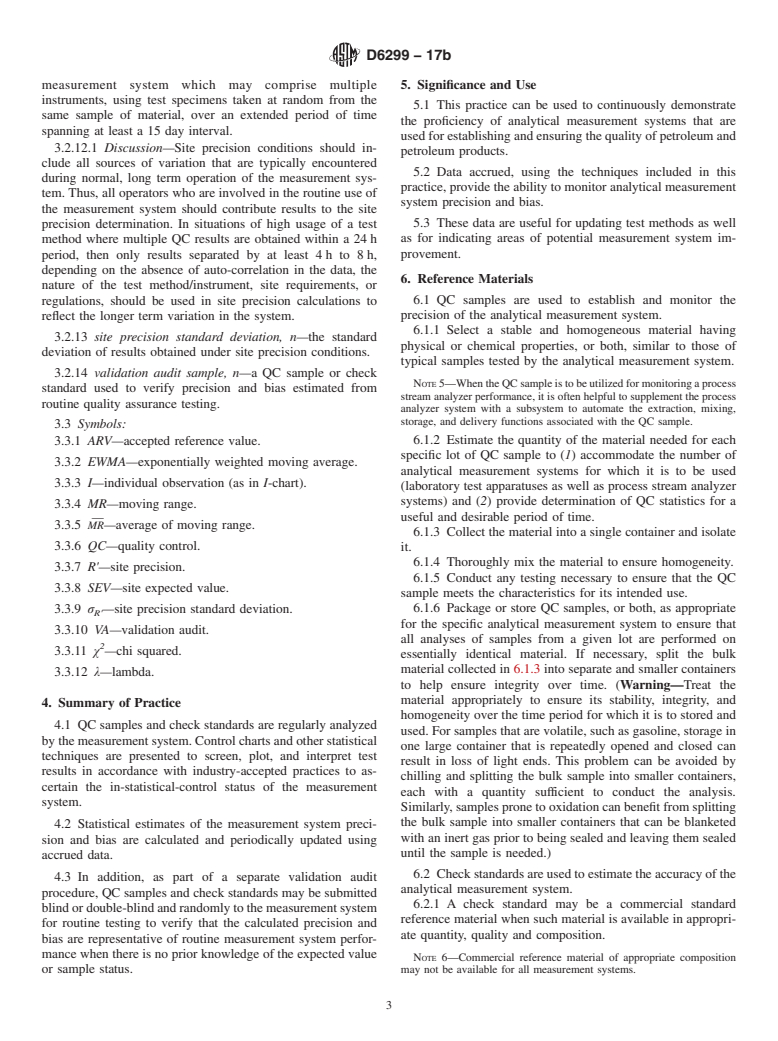 ASTM D6299-17b - Standard Practice for  Applying Statistical Quality Assurance and Control Charting   Techniques to Evaluate Analytical Measurement System Performance