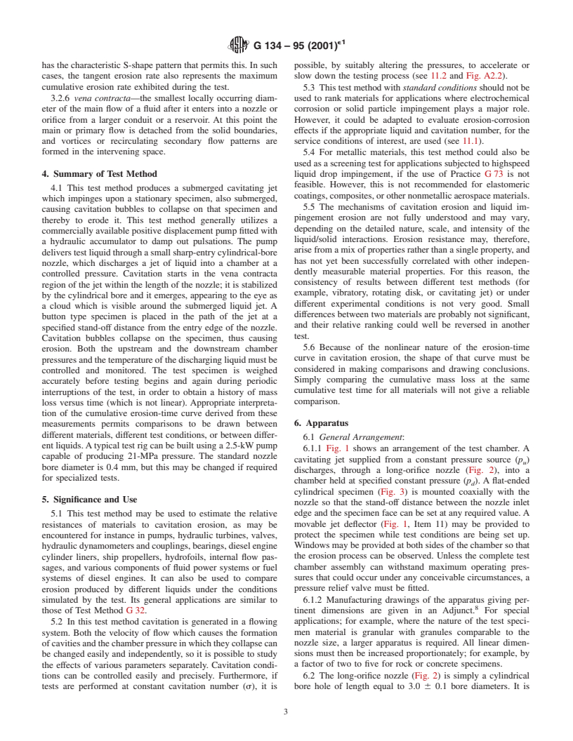 ASTM G134-95(2001)e1 - Standard Test Method for Erosion of Solid Materials by a Cavitating Liquid Jet