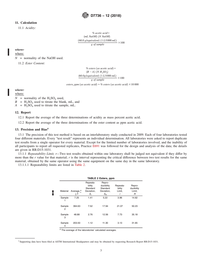 REDLINE ASTM D7736-12(2018) - Standard Test Method for Determination of Acids and Glycol Esters in Ethylene Glycol