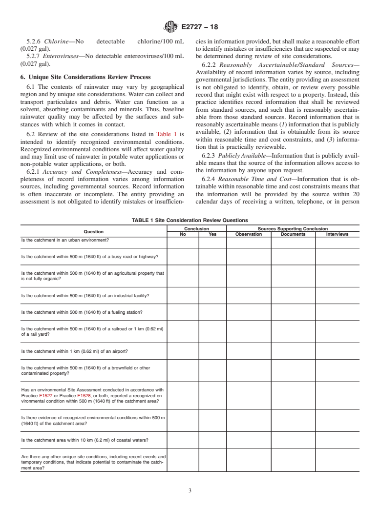 ASTM E2727-18 - Standard Practice for Assessment of Rainwater Quality