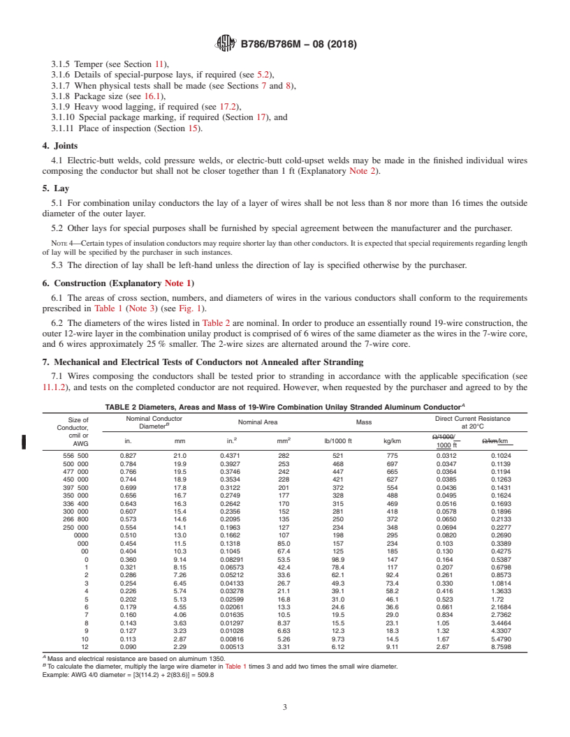 REDLINE ASTM B786/B786M-08(2018) - Standard Specification for 19 Wire Combination Unilay-Stranded Aluminum  Conductors for   Subsequent Insulation