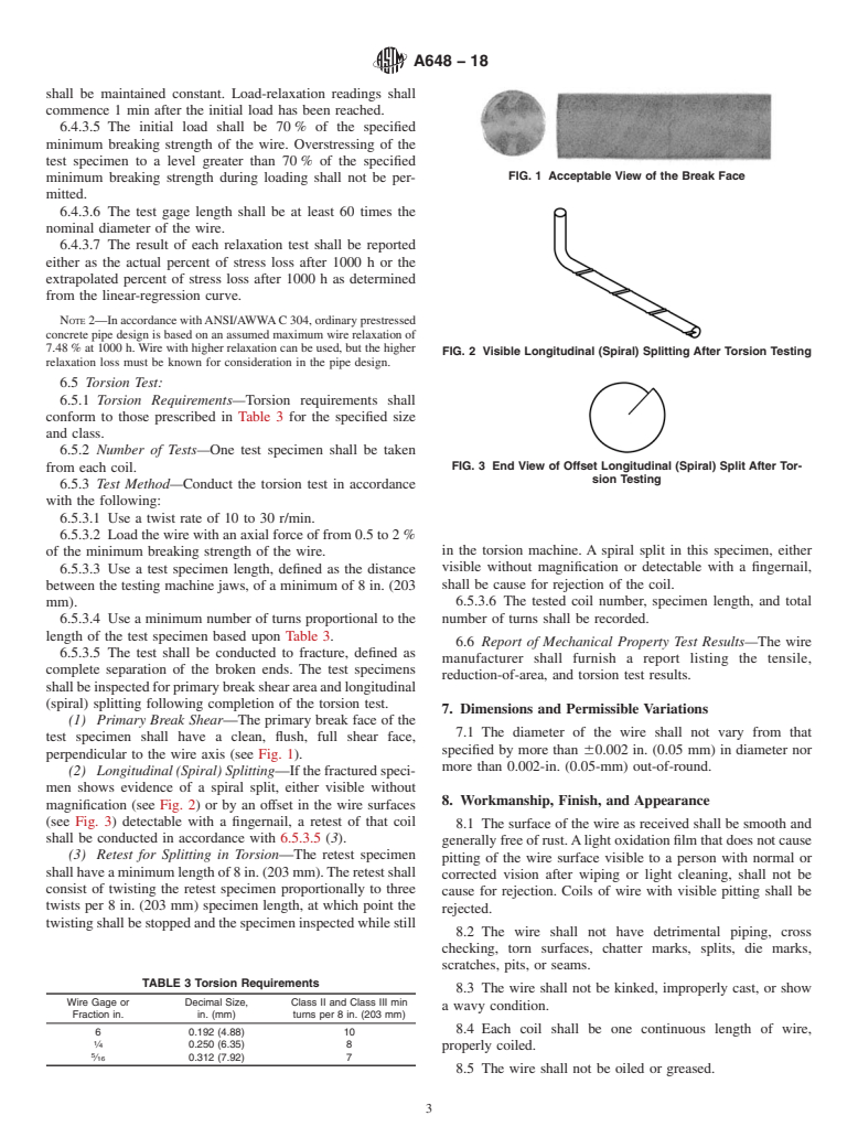 ASTM A648-18 - Standard Specification for  Steel Wire, Hard-Drawn for Prestressed Concrete Pipe