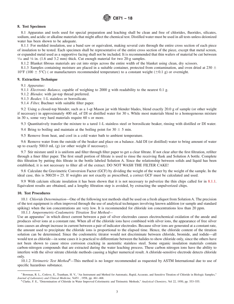 REDLINE ASTM C871-18 - Standard Test Methods for Chemical Analysis of Thermal Insulation Materials for Leachable  Chloride, Fluoride, Silicate, and Sodium Ions