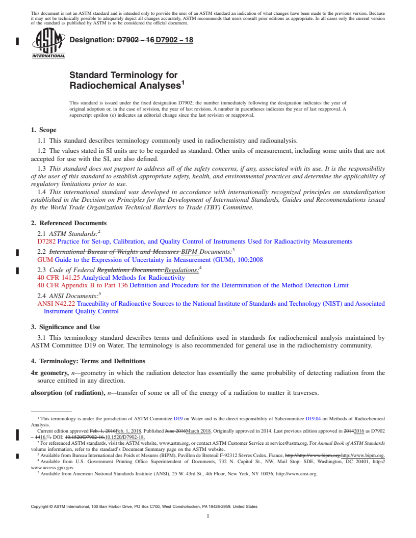 REDLINE ASTM D7902-18 - Standard Terminology for Radiochemical Analyses