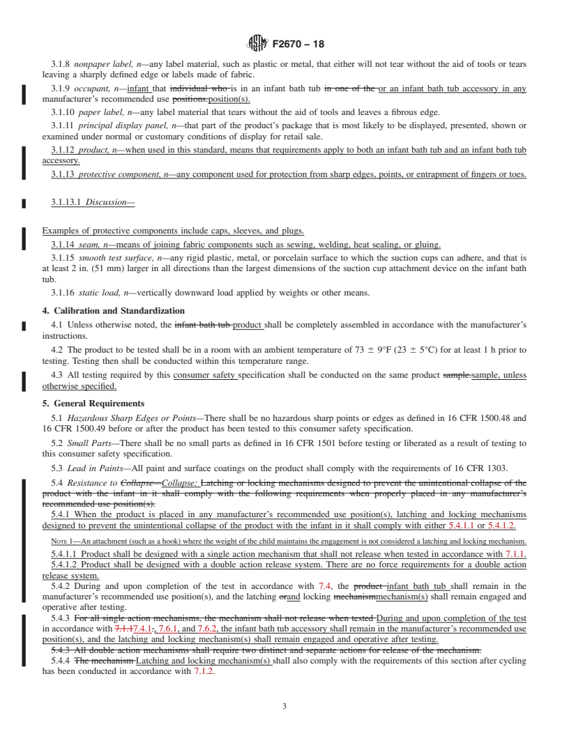 REDLINE ASTM F2670-18 - Standard Consumer Safety Specification for  Infant Bath Tubs