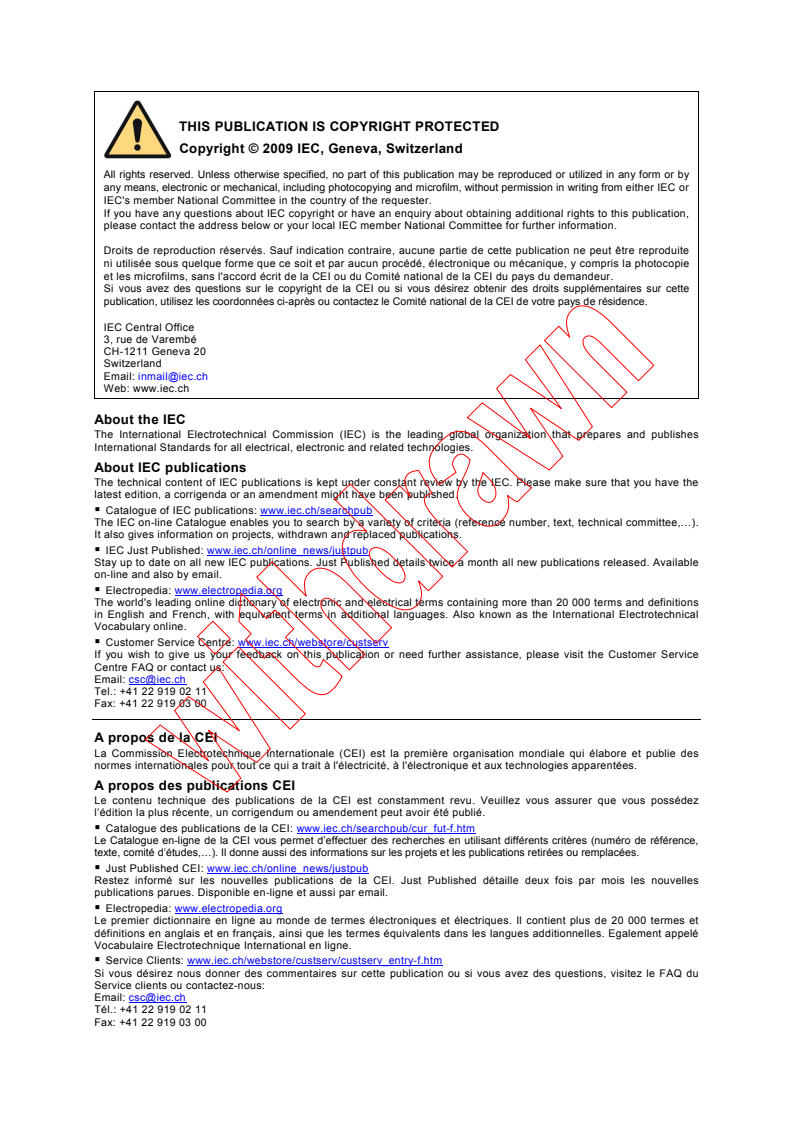 IEC 60332-3-22:2000 IEC 60332-3-22:2000+AMD1:2008 CSV - Tests on electric and optical fibre cables under fire conditions - Part 3-22: Test for vertical flame spread of vertically-mounted bunched wires or cables - Category A
Released:2/25/2009
Isbn:9782889101320 - Page 2 preview