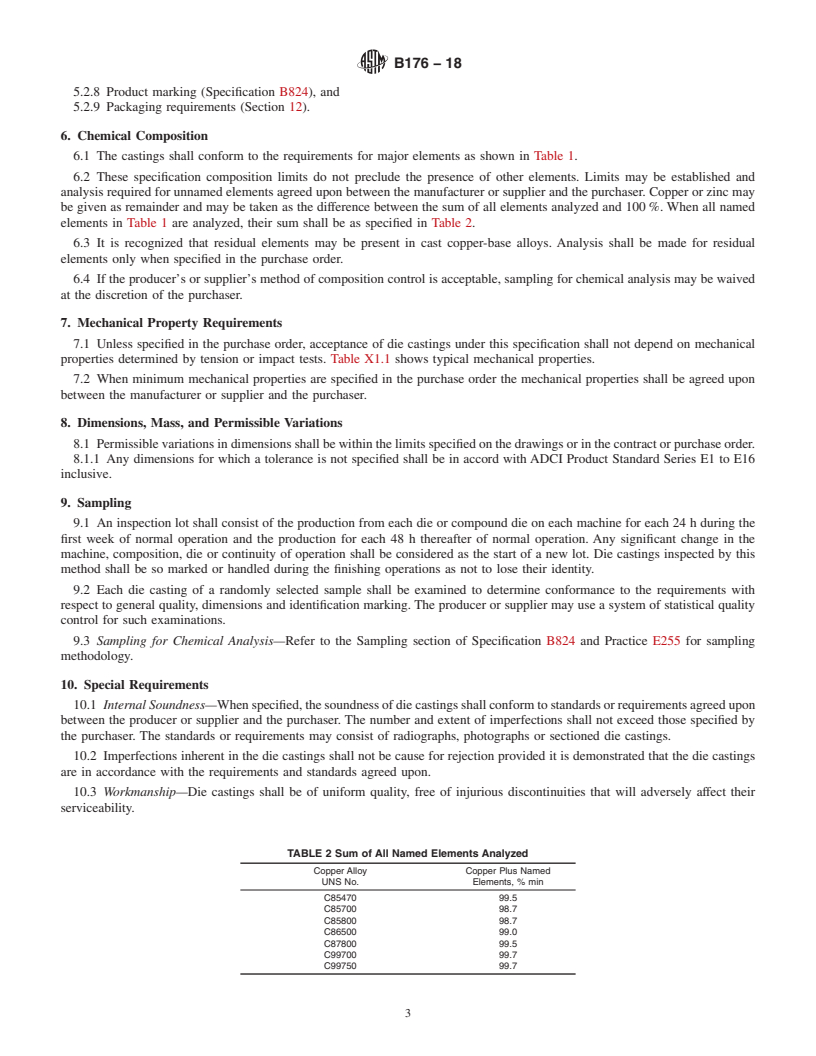 REDLINE ASTM B176-18 - Standard Specification for Copper-Alloy Die Castings