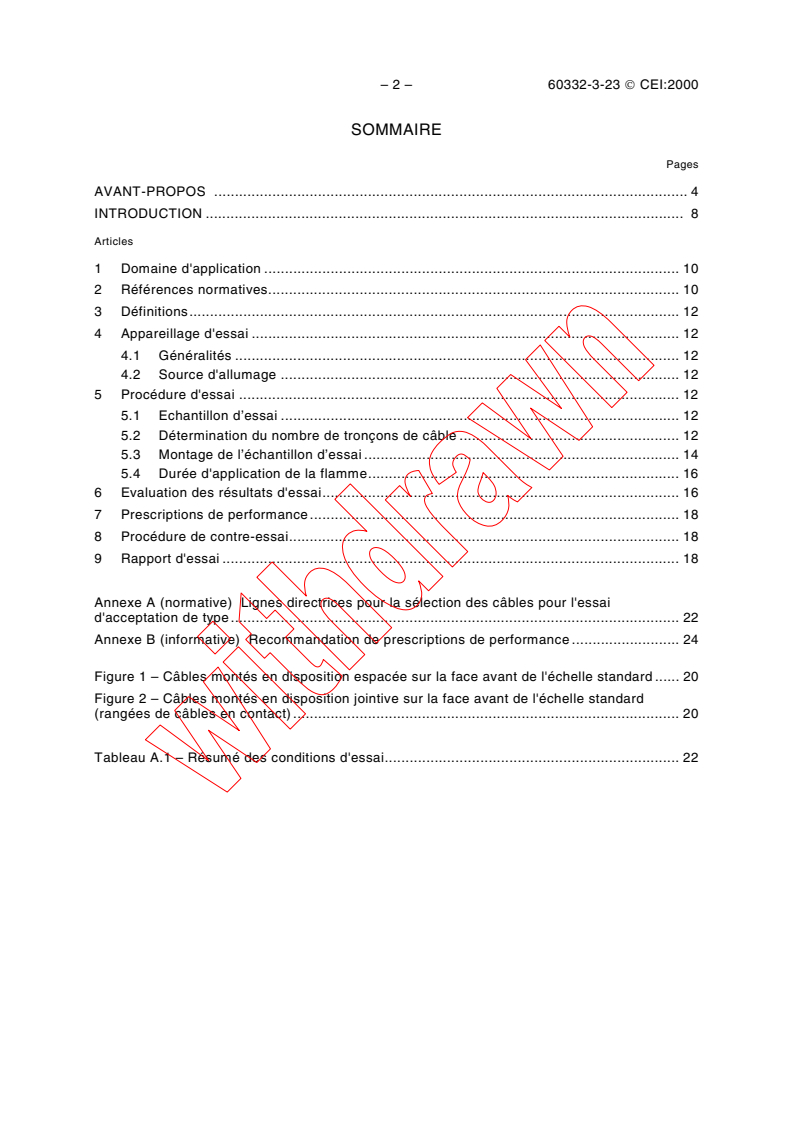 IEC 60332-3-23:2000 IEC 60332-3-23:2000 - Tests on electric cables under fire conditions - Part 3-23: Test for vertical flame spread of vertically-mounted bunched wires or cables - Category B
Released:10/9/2000
Isbn:2831854601 - Page 4 preview