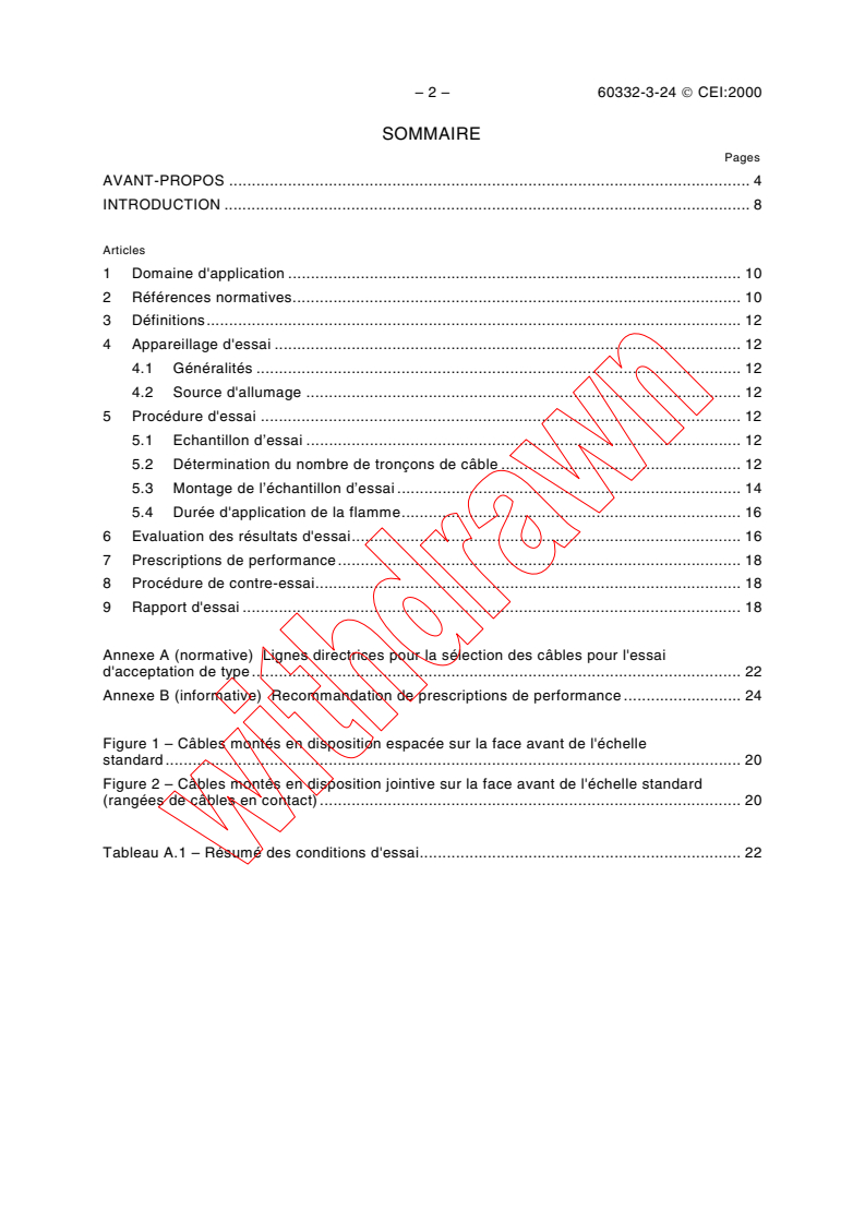 IEC 60332-3-24:2000 IEC 60332-3-24:2000 - Tests on electric cables under fire conditions - Part 3-24: Test for vertical flame spread of vertically-mounted bunched wires or cables - Category C
Released:10/9/2000
Isbn:2831854571 - Page 4 preview