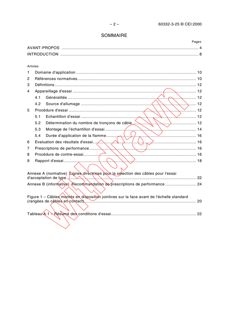 IEC 60332-3-25:2000 IEC 60332-3-25:2000 - Tests on electric cables under fire conditions - Part 3-25: Test for vertical flame spread of vertically-mounted bunched wires or cables - Category D
Released:10/9/2000
Isbn:283185458X - Page 4 preview