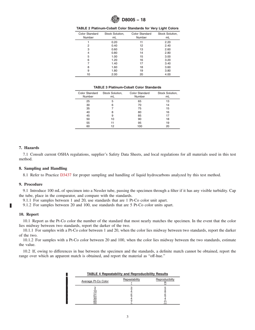 REDLINE ASTM D8005-18 - Standard Test Method for Color of Clear Liquids (Platinum-Cobalt Scale)