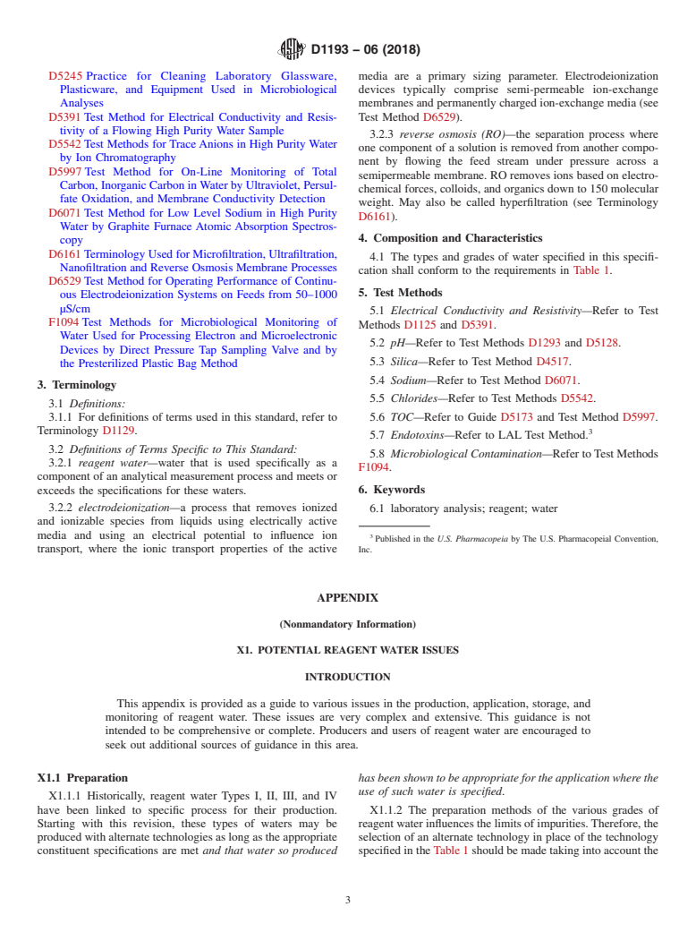 ASTM D1193-06(2018) - Standard Specification for  Reagent Water