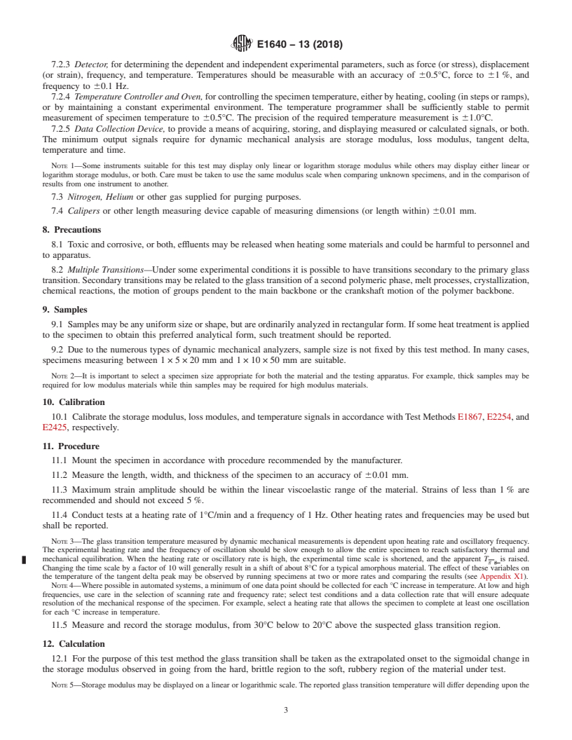 REDLINE ASTM E1640-13(2018) - Standard Test Method for  Assignment of the Glass Transition Temperature By Dynamic Mechanical  Analysis