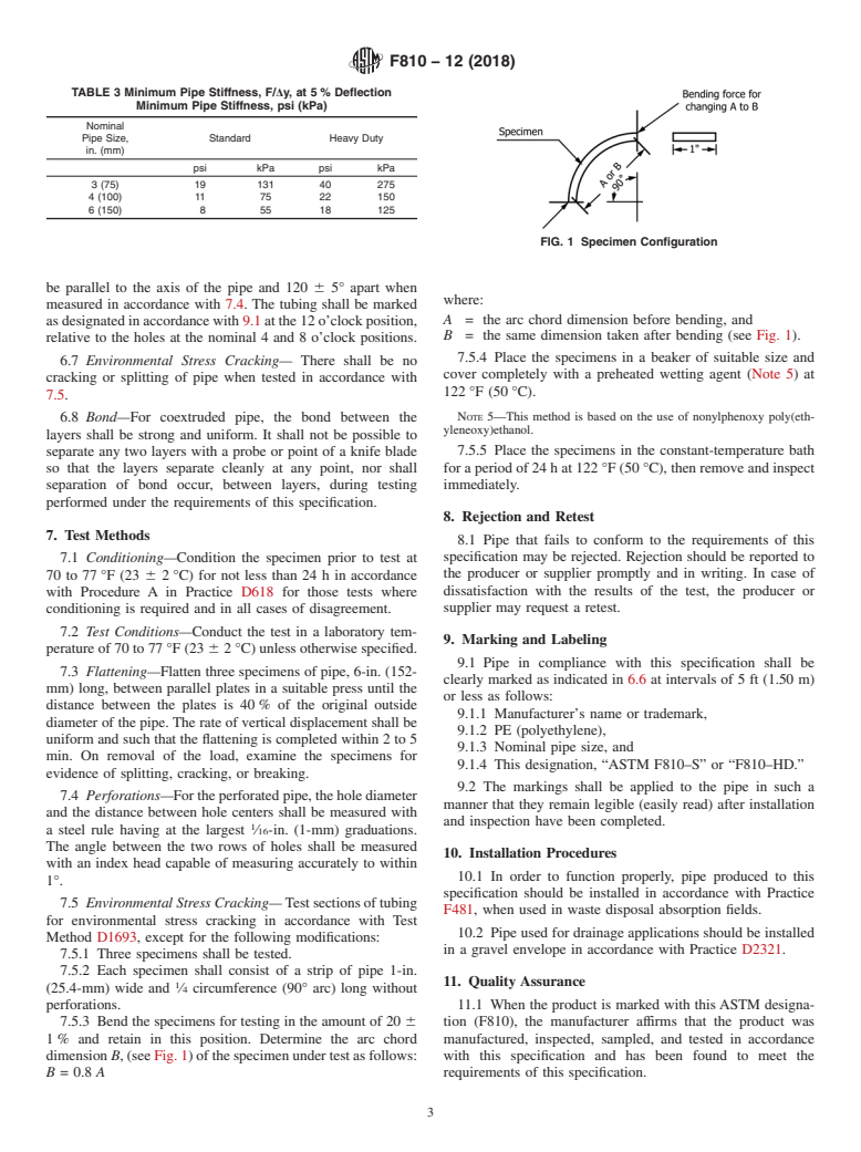 ASTM F810-12(2018) - Standard Specification for  Smoothwall Polyethylene (PE) Pipe for Use in Drainage and Waste  Disposal Absorption Fields